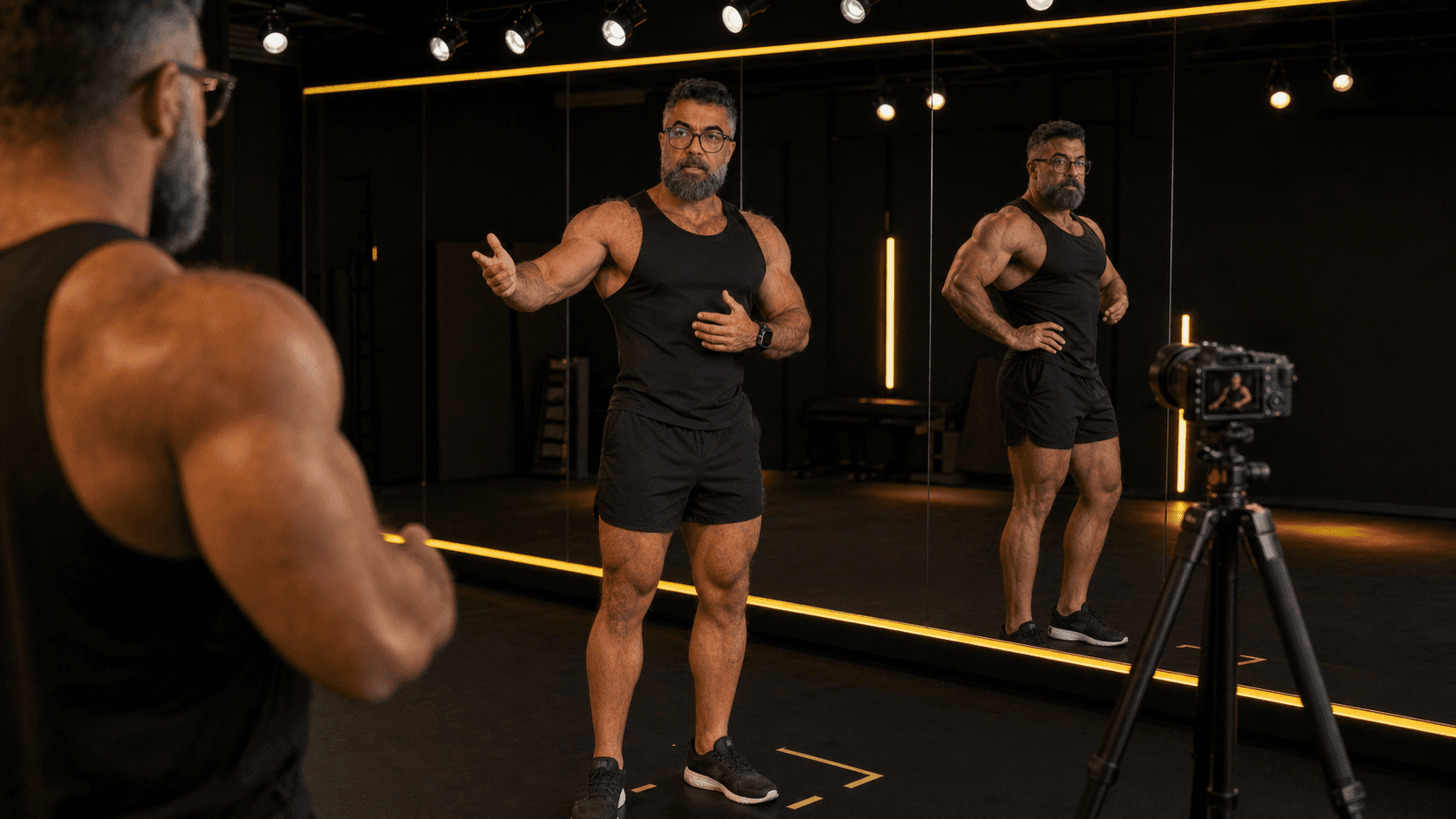 Coach in a professional posing studio